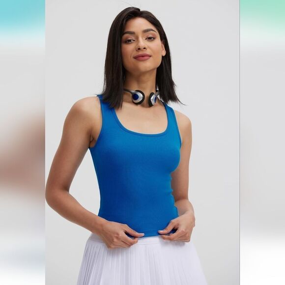 NWT Classic Ribbed Blue Tank Top - Picture 1 of 5